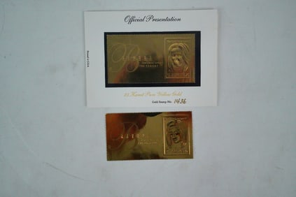 Lot of (2) Barbra Streisand 1993 23K Gold MGM Stamps