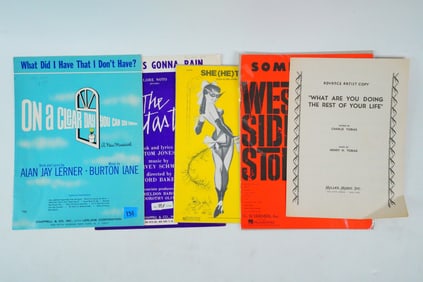 Lot of 5 Vintage Sheet Music, Various