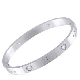 Cartier LOVE 18K White Gold 4-Diamond Bracelet