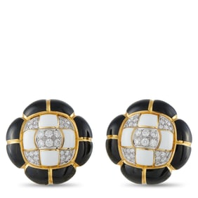 David Webb 1.20ctw Diamond, 18K and Enamel Ear Clips
