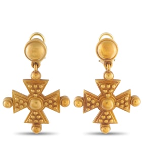 Kieselstein-Cord 18K Yellow Gold Maltese Cross Earrings