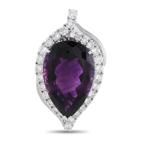 51.20ct Amethyst, 5.15ctw Diamond and Platinum Pendant