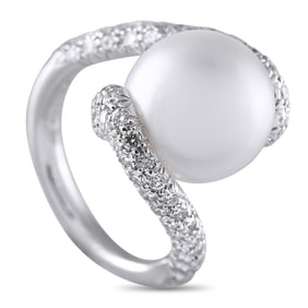 Mikimoto 1.00ctw Diamond, Pearl and 18K Ring