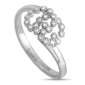 Gucci 18K White Gold and Diamond GG Ring