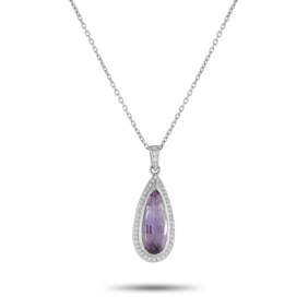 5.10ct Amethyst, 0.35ctw Diamond and Platinum Necklace