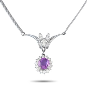 1.85ct Pink Sapphire, 0.65ctw Diamond and 18K Necklace