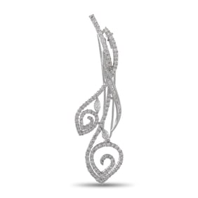 2.25ctw Diamond and 18K White Gold Brooch