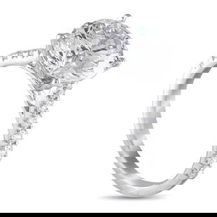 4.54ctw VS1/G Lab Grown Diamond and 14K White Gold Ring: 4.54ctw VS1/G Lab Grown Diamond and 14K White Gold Ring W/EGL Report - Radiating timeless elegance, this striking ring showcases a dazzling 4.19-carat round brilliant lab-grown diamond, graded G color