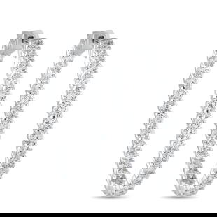 4.25ctw VVS2-VS1/E-F Lab Grown Diamond and 14K Earrings: 4.25ctw VVS2-VS1/E-F Lab Grown Diamond and 14K White Gold Hoop Earrings W/EGL Report - Designed to turn heads, these luxurious hoop earrings feature 4.25 carats of sparkling lab-grown diamonds, each g