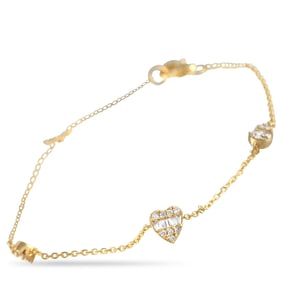 14K Yellow Gold and 0.25ctw Diamond Station Bracelet