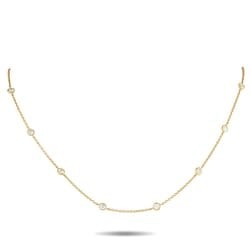 1.50ctw Diamond and 18K Yellow Gold Station Necklace