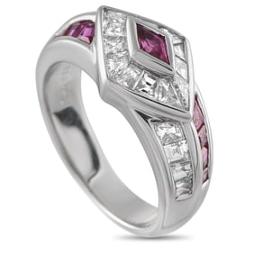 1.40ctw Diamond, 0.80ctw Ruby and Platinum Ring