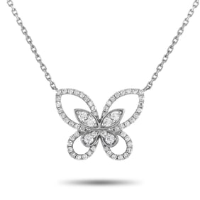 18K White Gold and 0.46ctw Diamond Butterfly Necklace