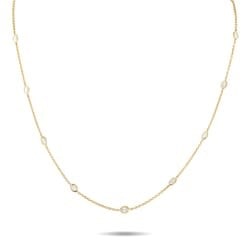 1.50ctw Diamond and 18K Yellow Gold Station Necklace