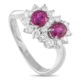 1.20ctw Ruby, 0.65ctw Diamond and Platinum Ring