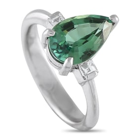 2.55ct Green Tourmaline, Diamond and Platinum Ring