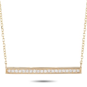 14K Yellow Gold and 0.10ctw Diamond 15" Necklace