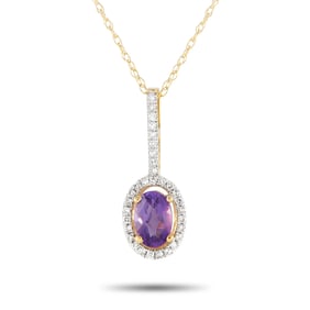 14K Yellow Gold, Amethyst and Diamond 18" Necklace