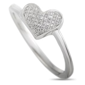 14K White Gold and 0.10ctw Diamond Heart Ring