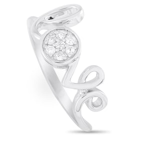 14K White Gold and 0.10ctw Diamond Love Ring
