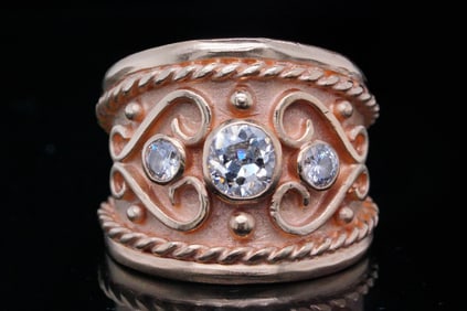 Vintage Byzantize Style 1.00ctw Diamond and 14K Ring
