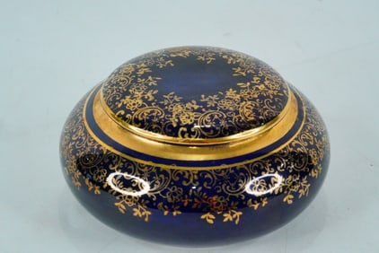 Bavarian Cobalt Blue and Gilt Porcelain Trinket Box
