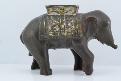 Antique 2-Part Cast Iron Elephant Still Bank