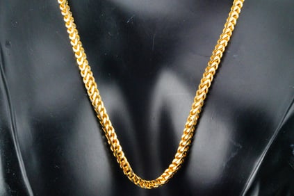 18K Solid Yellow Gold 22 Inch Curby Box Chain