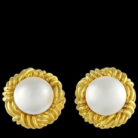 Tiffany & Co. Vintage 18K and Mabe Pearl Ear Clips