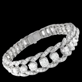 13.70ctw VS2-SI1/G-H Diamond and Platinum Bracelet