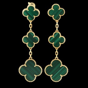 Van Cleef & Arpels Alhambra 18K and Malachite Earrings