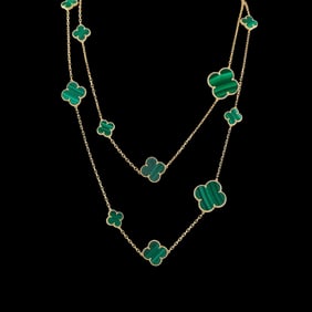 Van Cleef & Arpels Alhambra 18K and Malachite Necklace