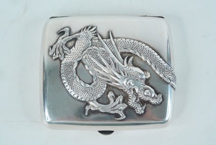 Wang Hing 19th C. .900 Silver Dragon Cigarette Case