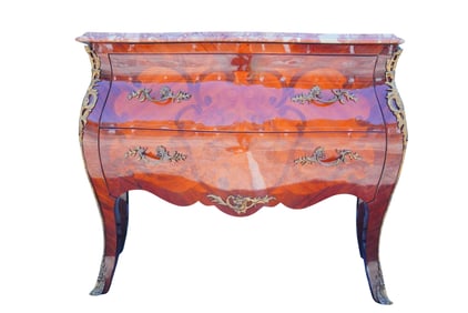 Continental Louis XV Style Inlaid Bombe Commode