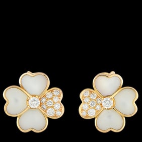Van Cleef & Arpels 0.78ctw Diamond, MOP, 18K Earrings