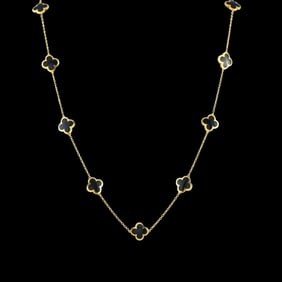 Van Cleef & Arpels Pure Alhambra 18K and Onyx Necklace