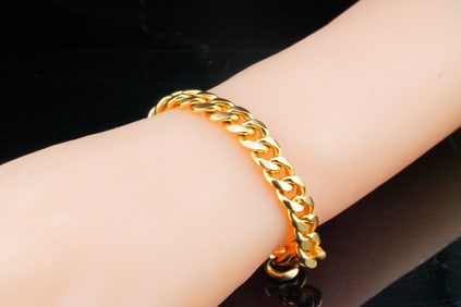 Italian Solid 14K Yellow Gold 8.25" 9mm Wide Bracelet