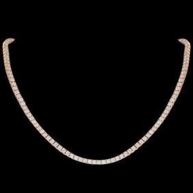 12.10ctw Diamond and 18K Rose Gold 16" Tennis Necklace