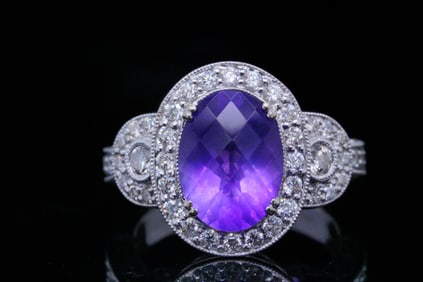 3.50ct Amethyst, 1.00ctw Diamond and 14K Ring