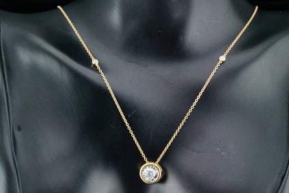 14K Yellow Gold and 0.35ctw Diamond 18" Necklace