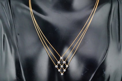 18K Yellow and White Gold Necklace W/0.25ctw Diamonds