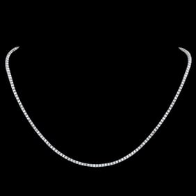 5.40ctw Diamond and 18K White Gold Tennis Necklace