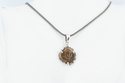 c. 103-76 BCE Widow's Mite Coin in Sterling Silver Necklace