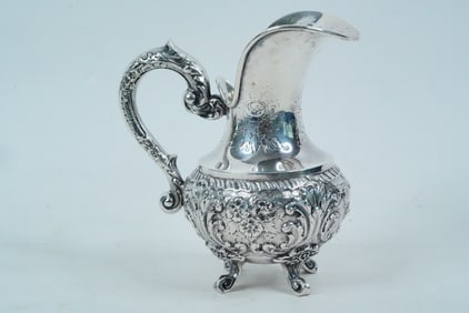 Vintage Spanish 915 Silver Ornate Repousse Cream Pitcher
