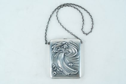 Antique Art Nouveau Style Sterling Silver Evening Purse