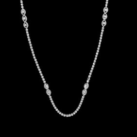 10.80ctw Diamond and 18K White Gold 28" Necklace