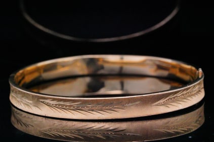 14K Yellow Gold 6.2mm Wide Bangle Bracelet