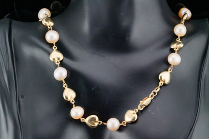 8.5mm-9mm Pearl and 14K Yellow Gold 17" Necklace