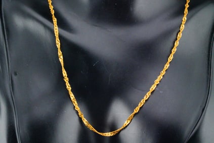 22K Yellow Gold 18" Rope Chain