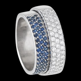 Giorgio Visconti 1.00ctw Diamond and Sapphire 18K Ring